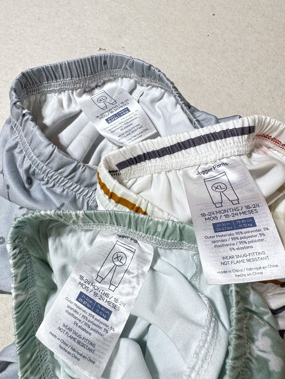 Litto Goose Baby Jogger Pants,Elastic Cuffs-Stay-On Lightweight Joggers 3-Pack - Picture 2 of 12